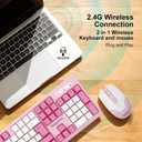 Tongyangat Wireless Keyboard and Mouse Combo, 2.4G Full-Size Keyboard Mouse Set, Plug & Play, Quiet Click, Ergonomic Design, Compatible with Windows, Mac, Laptop, Desktop, Computer (T906-Pink)