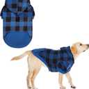 KOOLTAIL Plaid Dog Hoodie Pet Clothes Sweater with Hat and Pocket for Small Medium Large Size Dogs, Soft Winter Warm Dog Cold Weather Coat, Fleece Fall Dog Hooded Sweatshirt for Puppy Cats, Blue XXL