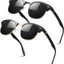 LINVO Polarized Semi Rimless Sunglasses for Men Women, Classic Retro Shades Half Frame Driving Sun Glasses UV Protection