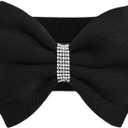 Verdusa Women's Rhinestone Bow Elastic Wide Belts Stretchy Waist Buckle Belt (suit waist size:33.5-37.4", Black)