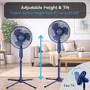 Comfort Zone 16-Inch Oscillating Pedestal Fan 3-Speed High-Velocity Cooling, Adjustable Height & Tilt, Quad-Pod Folding Base, Blue ETL Listed