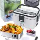 Buddew Electric Lunch Box for Adults, 80W Heated Lunch Box 1.8L Stainless Steel Portable Food Warmer,12/24/110V Lonchera Electrica Portatil for Travel & Work, Loncheras para Hombres de Trabajo(Gray)