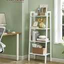 VASAGLE Ladder Shelf, 4-Tier Bookshelf, Storage Rack, Bookcase with Steel Frame, for Living Room, Home Office, Kitchen, Bedroom, Industrial Style, Maple White and Pearl White ULLS044W44