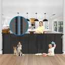 Reinforced 42" Tall X 120" Extra Wide Retractable Baby Gate Extra Long Baby Gates for Large Openings Prevent Kids and Pets from Jumping Over Retractable Pet Gate Reinforced Puppy Gates for Dogs, Black