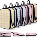 5 Pack Compression Packing Cubes for Travel Space Saving Cubes Luggage Organizer for Suitcase(Plaid,M)
