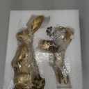 DN DECONATION Golden Easter Bunny Figurines Set of 2, Gilded Resin Rabbit Statue with Tealight Holder, Vintage Luxury Home Decor Centerpiece, Elegant Table Decor for Weddings and Easter Gifts