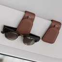 Sotfamily Sunglass Holder for Car Visor, Suede Cloth Magnetic Sunglass Organizer for Car Accessories, 2 Packs, Brown