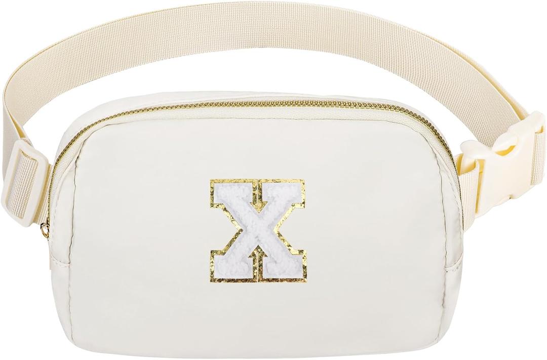 Birthday Gifts Christmas Personalized Gift for 4 5 6 7 8 9 10 11 12 13 14 Year old Girls Teen Sister Kid Initial Letter Fanny Pack Trendy Stuff Crossbody Bag White Letter X