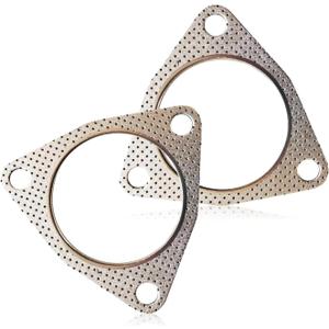 2PCS Exhaust Gaskets, Stainless Steel Exhaust Flange Gasket with High Sealing, 3" 3-Bolt Exhaust Pipe Interface Gasket, Multifunctional Manifold/Muffler/Header/Catalytic Converter Gaskets