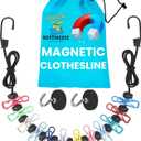 Esoes Magnetic Clothesline for Cruise Ship Cabin Approved, Rubber Coated Non-Scratch Strong Magnets, Portable Travel Clothesline for Cruise Ship, Indoor, RV and Camping