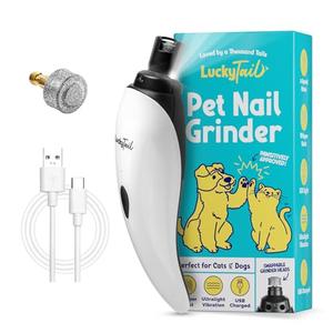 LuckyTail Pet Nail Grinder for Dogs and Cats - Super Quiet and Low Vibration Electric Dog Nail Grinder with 2 LED Lights - USB Rechargeable and Cordless - 2 Speeds - Small to Large Pets