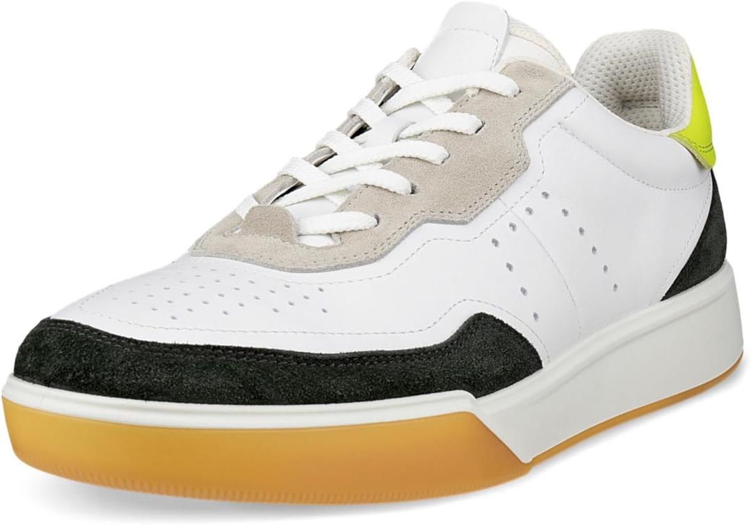 ECCO Mens Street Court Lace (7-7.5, Peat/White/Lime Punch)
