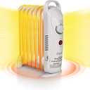 CAYNEL 7-Fin Electric Indoor Space Heater, Quiet Portable Room Heat with Thermostat, Energy Saving, Full Room Heater with Safety Features, Fast Heating, White (12inch)