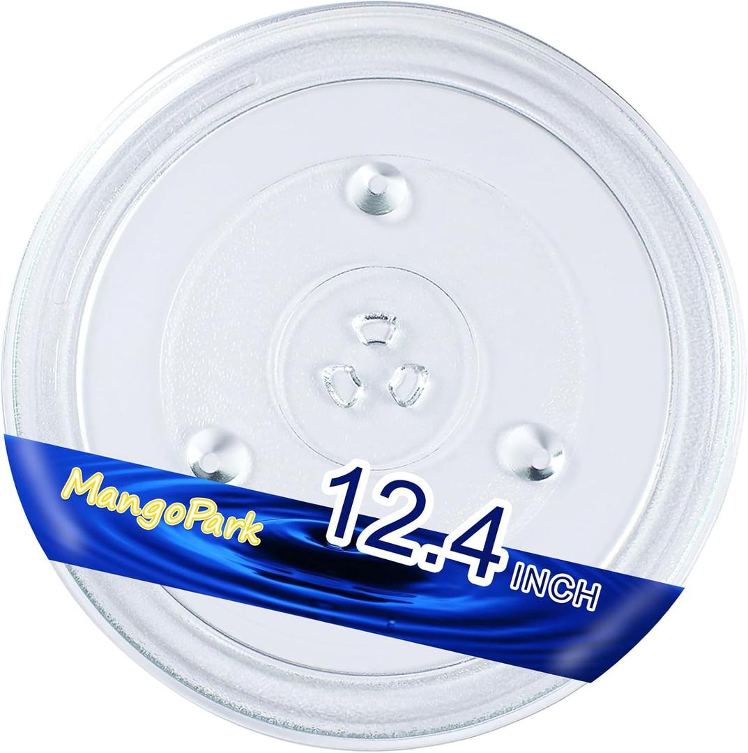 Replacement Microwave Glass Plate - OEM Quality Microwave Turntable Plate, 12.4" Microwave Plate Replacement, 12 3/8 inch Microwave Glass Turntable for Panasonic, Frigidaire, Toshiba By MangoPark