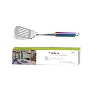 Berglander Spatula, Stainless Steel Rainbow Handle Slotted Turner, Kitchen Colorful Handle Spatulas With Titanium Plating, Spatula For Cooking, Barbeque Turner, BBQ Spatulas (Rainbow Handle) Pack of 2