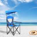 HIGH POINT SPORTS Camping Chairs with Shade, Heavy Duty Canopy Lounge Chair Sunshade Hiking Travel Chair with Cup Holder for Outdoor, Camping, Beach and Patio, Royal Blue