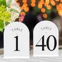 40 Pack Acrylic Table Numbers 1-40 - 5" x 7" Wedding Table Numbers for Reception, Party, Anniversary, Event (White Black Font)