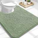 OLANLY Toilet Rugs U-Shaped 24x20, Extra Soft Absorbent Chenille Contour Bathroom Rugs for Toilet, Dry Quickly, Machine Washable, Non-Slip Bath Mat, Sage Green