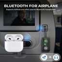 2025 Upgraded Airplane Bluetooth 5.4 Transmitter with Qualcomm Chipset, ElecMoga Airplane Travel Essentials Supports 2 AirPods or Headphones, 2-in-1 AUX Wireless Receiver for Gym, TV, Car, Audio
