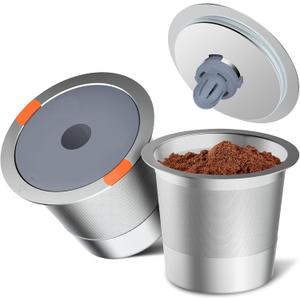 Noalto Reusable K Cups and Coffee Pods,Universal stainless steel k Cups for Keurig 2.0 and 1.0 Coffee Makers machine(2pack) (2 PACK)