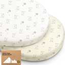 2-Pack Organic Bassinet Sheets for Girls, Boys - 100% Cotton Bassinet Mattress Sheets Compatible with Halo Bassinest Swivel Sleeper, Graco, Baby Delight, Chicco, Fitted Bassinet Sheets (Bumble Bear)