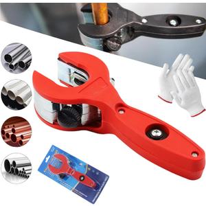 Ratcheting Tubing Cutter, 2025 New Upgrades Copper Pipe Cutter, Tubing Cutter 1/4" To 7/8", 2 in 1 Close Quarters Tube Compact Cutter, Ratcheting Pvc Cutter, Pipe Cutters Plumbing (Red)