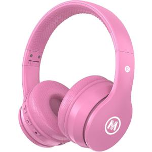 Headphones Kids Bluetooth 5.4 Wireless Play Time 68H Safe Volume Limit 85/94dB Over-Ear Foldable Headset,Fast Charging,with Aux Cord Built-in Mic for Toddler Child Pad Study Tablet Pink