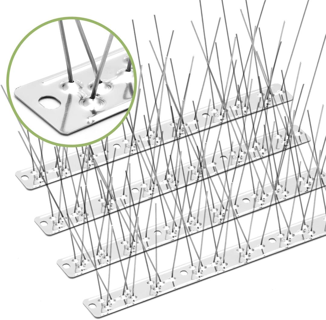 Pigeon Spikes Stainless Steel Bird Spikes for Outside to Keep Birds Away 12 Pack 10ft Coverage Bird Spikes Wire Prevention Spikes for Small Bird Squirrel for Fence Roof Blacony