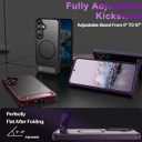 for Samsung Galaxy S24 Case, [Magnetic Invisible Stand] [Compatible with MagSafe] [Military Grade Drop Protection] Slim Glossy Marble Pattern Back Shockproof Protective Cover, Amethyst