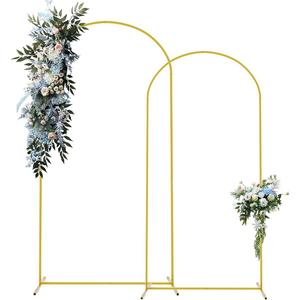 Zhisheng Balloon Arch Stand Wedding Metal Backdrop Arch Stand Gold Door Frame for Baby Ceremony Party Garden Decoration 7.2FT+6.6FT 2 Sets