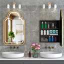 20"x32" LED Medicine Cabinet with Mirror, Recessed or Surface Mount Medicine Cabinets for Bathroom, Full Metal, Decorative Art Arched Mirror with Storage, 2 Shelves and 1 Organizer Box, Bling Gold
