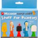 Micador Early Start Stuff for Painting, 5-Piece Set - 3 Sponge + 2 Durable Bristle Brushes - Easy Grip - Rounded Handles - Ages 3+