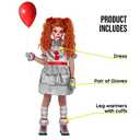 Morph Movie Clown Costume For Girls - Scary Kids Halloween Costume - Creepy Clown Outfit For Girls (X-Large)