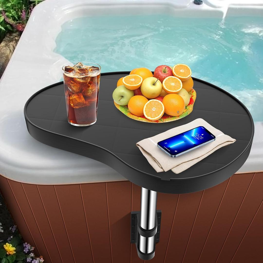 Hot Tub Tray,Hot Tub Drink Holder 360 Rotation,Non-Slip Heavy Duty Hot Tub Table Tray,Design Spa Tray Cup Holder for Hot Tub