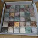 Antique 2'' x 2'' Glass Squared Tile Glazed Red Grey Grid Mosaic Wall Backsplash Tile PT31 (Box of 5 Sheets) (Multicolor)