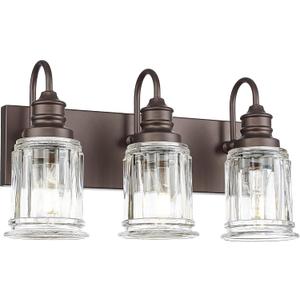 3 Light Bathroom Vanity Light - HWH Bathroom Lights Over Mirror Farmhouse Vanity Sconce Wall Lighting with Bell-Shaped Clear Glass, Oil-Rubbed Bronze Finish, 5HZG106B-3W ORB