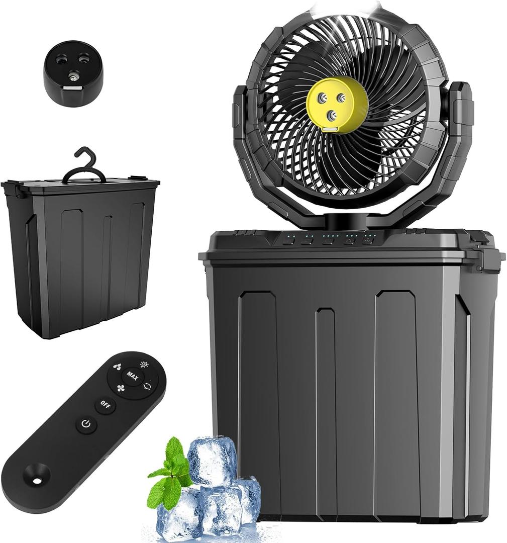 2026 Misting Fan, Portable Outdoor Fan with Oscillation, 80 Oscillating Fan with Remote, 3-Speed Leak-Proof Water Mist Fan with Dual Nozzles for Patio, Camping, Garage, RV - Ideal Summer Gift