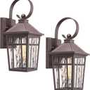 Outdoor Porch Light, 2-Pack Exterior Wall Lights for House, Waterproof 14'' Oil-Rubbed Bronze Outdoor Sconce Lighting with Water Ripple Glass for Front Door Porch Patio Garage Garden, Small-2Packs