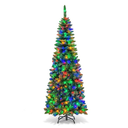 6.5-ft Pre-Lit Hinged Artificial Pencil Christmas Tree with 250 Multicolour Lights