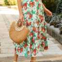 KIRUNDO Women's 2025 Fall High Waist Boho Floral Maxi Skirt Trendy Casual Flowy Swing Pleated A Line Beach Long Skirts (M)