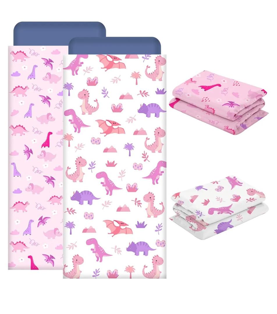 2 PCS Nap Mat Cover for Toddler Sheet, 47 x 21 Inch Nap Mat Covers Daycare Sewn in Flap Design Pastel Sleeping Soft Microfiber Cot Sheet for Daycare Preschool Kindergarten