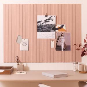 Large Felt Bulletin Board - Stylish Perfectly Sized 35" x 47" Cork Board Alternative for Office & Wall Decor  12 Customizable Adhesive Tiles w/Golden Pins are Perfect to Display Your Photos (Pink)