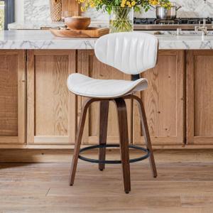 Counter Height Bar Stools, 24" Swivel Barstools with Backs, 1 Pack White, Set of 1