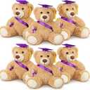 Aoriher 6 Pcs Class of 2026 Gifts Graduation Teddy Bears, 14 Inch Khaki Cute Soft Plush Stuffed Bears Animals with Cap, Diploma, Congratulations Sash, End of Year Gift for Kids Girl Boy Adult(Purple)
