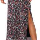 Avanova Women's Boho Floral Mesh Slit Split Long Skirts High Waisted Sexy Summer Maxi Skirts Floral Muti Medium