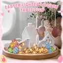 Sieral Easter Decorations Wooden Easter Decor for Table with LED Lights Lighted Bunny Sign Farmhouse Tabletop Decoration for The Home Living Room Party Holiday Decor