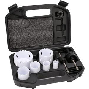 Amazon Basics 9-Piece Bi-Metal High Speed Steel Hole Saw Kit with Carrying Case, 25/32" to 2-11/16, Black