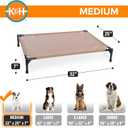 K&H Outdoor Elevated Dog Bed - Cooling Raised Dog Bed for Small & Medium Pets, Breathable Mesh Hammock Design, Indoor/Outdoor Washable Cover, Portable Metal Frame, Tan, Medium 32x25in