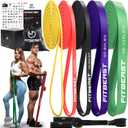 FitBeast Resistance Bands Set, 6 Different Levels, Pull Up Assist Bands for Strength Training, Crossfit, Powerlifting, Muscle Toning, Yoga, Mobility Exercises, Rehabilitation, Full-Body Workout (Vibrant5-125 lbs))