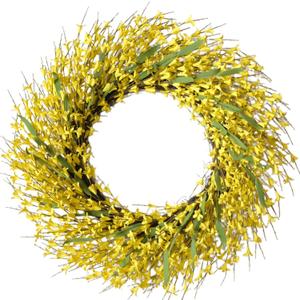 Bibelot 26 Inch Spring Wreaths for Front Door, Large Artificial Forsythia Flowers Wreath, Spring Summer Floral Wreath All Season for Home, Wall, Window, Porch, Wedding, Farmhouse Decor (Yellow)